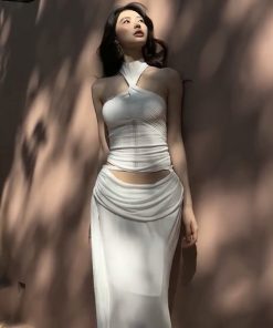 Summer Two-Piece Set - Sexy Halter Top & Bodycon Skirt for Daytime Beach Vacation Style