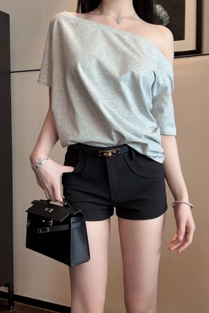 Summer White Bodycon Casual High Waist Shorts for Women with Belt - Petite Hot Pants for Trendy Summer Style