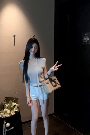 Summer White Bodycon Casual High Waist Shorts for Women with Belt - Petite Hot Pants for Trendy Summer Style