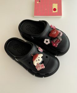 Summer Women's Dog Hole Shoes - Non-Slip Thick-Soled Height-Increasing Slippers in Forest Style, 2025 Trend