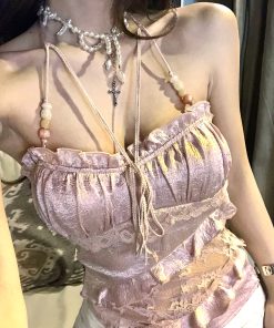 Summer Women's Halter Camisole - Sweetheart French Lace, Slimming Design, Fragrant Chic Top for Hot Girls