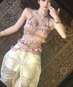 Summer Women's Halter Camisole - Sweetheart French Lace, Slimming Design, Fragrant Chic Top for Hot Girls