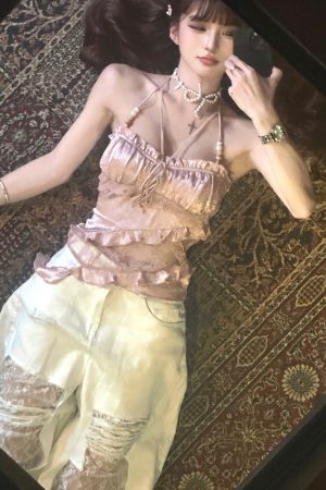 Summer Women's Halter Camisole - Sweetheart French Lace, Slimming Design, Fragrant Chic Top for Hot Girls