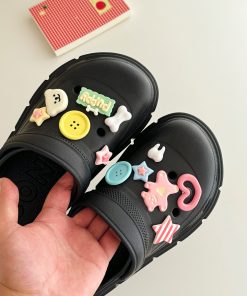Summer Women's Thick-Soled Little Bear Star Hole Shoes - Height-Increasing Outdoor Slippers for 2025, Y2K Inspired