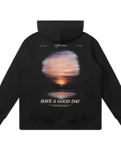 Sunset Landscape Photography Fleece Hoodie for Men - Trendy Casual Streetwear, Loose Fit, Cool Urban Style