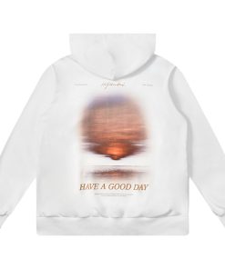 Sunset Landscape Photography Fleece Hoodie for Men - Trendy Casual Streetwear, Loose Fit, Cool Urban Style