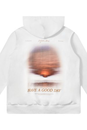 Sunset Landscape Photography Fleece Hoodie for Men - Trendy Casual Streetwear, Loose Fit, Cool Urban Style