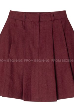 Super Slimming Mid-Length A-Line Pleated Skirt in Wool Blend - Youthful Korean Style Midi Skirt for Effortless Chic