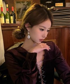 Super Sparkly Long Drop Zircon Earrings for Women - Lightweight Luxury Elegant Ear Studs with Unique Design