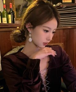 Super Sparkly Long Drop Zircon Earrings for Women - Lightweight Luxury Elegant Ear Studs with Unique Design