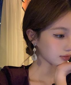 Super Sparkly Long Drop Zircon Earrings for Women - Lightweight Luxury Elegant Ear Studs with Unique Design