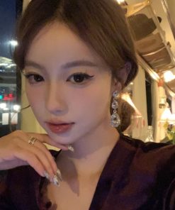 Super Sparkly Long Drop Zircon Earrings for Women - Lightweight Luxury Elegant Ear Studs with Unique Design