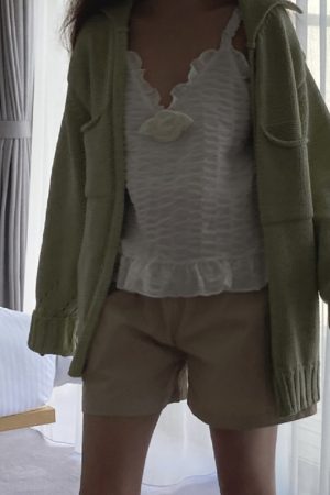 Super Sweet Lotus Leaf Edge Camisole with Ruffle Details - Cute Korean Style Top for Effortless Y2K Fashion