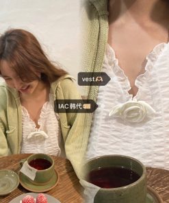 Super Sweet Lotus Leaf Edge Camisole with Ruffle Details - Cute Korean Style Top for Effortless Y2K Fashion