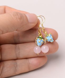 Sweet Blue Berry Powder Crystal Long Tassel Earrings, S925 Silver Hypoallergenic for Women, Boho Chic Style