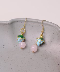 Sweet Blue Berry Powder Crystal Long Tassel Earrings, S925 Silver Hypoallergenic for Women, Boho Chic Style