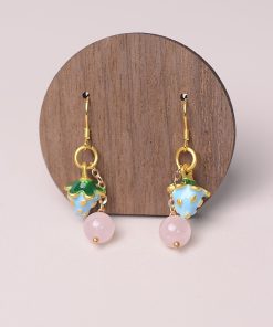 Sweet Blue Berry Powder Crystal Long Tassel Earrings, S925 Silver Hypoallergenic for Women, Boho Chic Style