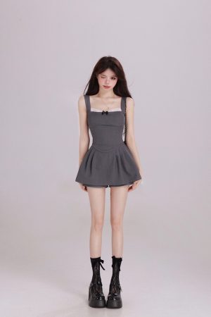 Sweet Lace Spliced Spaghetti Strap Dress for Women - Waist-Cinching, Elegant Bow Design, Short Summer Skirt, Perfect for 90s and Y2K Styles