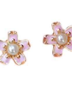 Sweet Mini Cherry Blossom Stud Earrings for Women in 925 Sterling Silver, Spring Summer Pink Floral Design, Ultra-Fairy High-End Jewelry