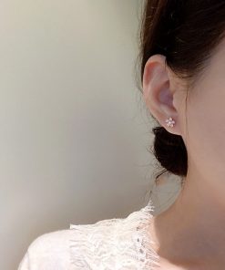 Sweet Mini Cherry Blossom Stud Earrings for Women in 925 Sterling Silver, Spring Summer Pink Floral Design, Ultra-Fairy High-End Jewelry