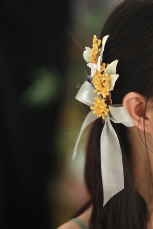 Sweet National Style Osmanthus Long Ribbons Hair Clips for Girls - Ancient Hanfu Side Hair Accessories