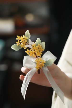 Sweet National Style Osmanthus Long Ribbons Hair Clips for Girls - Ancient Hanfu Side Hair Accessories