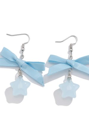 Sweet Pastoral Bow Pendant Earrings - Creative Star-Shaped Design - Cute European American Style - Fresh Dopamine Jewelry