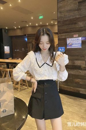 Sweet Ruffled Doll Collar Shirt Top with Elegant Lace Detail - 2025 Spring Fashion Blouse for Effortless Style
