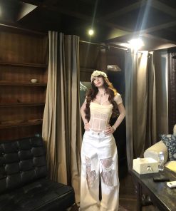 Sweet Spicy Bali Lace Hollow T-Shirt for Women - Summer Short Sleeve Waist-Cinching Slim Fit Sexy Top