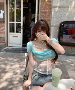 Sweet Spicy Bali Lace Hollow T-Shirt for Women - Summer Short Sleeve Waist-Cinching Slim Fit Sexy Top