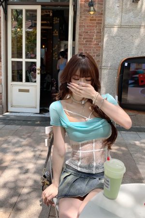 Sweet Spicy Bali Lace Hollow T-Shirt for Women - Summer Short Sleeve Waist-Cinching Slim Fit Sexy Top