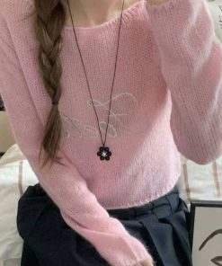 Sweetheart Korean Flower Pendant Necklace, Long Pullable Sweater Chain, Trendy Ins Style Accessory for Girls