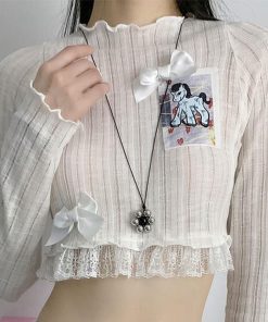 Sweetheart Korean Flower Pendant Necklace, Long Pullable Sweater Chain, Trendy Ins Style Accessory for Girls