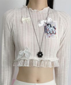 Sweetheart Korean Flower Pendant Necklace, Long Pullable Sweater Chain, Trendy Ins Style Accessory for Girls