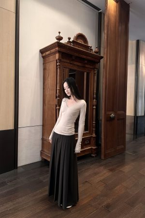 Tailored Pleated A-Line Skirt for Women | Heavy-Duty Comfortable Twill | Spring Summer Fashion