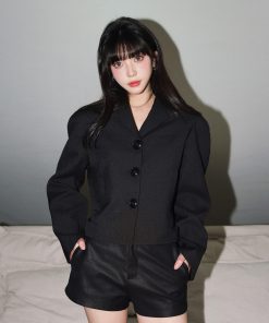 Tailored Waist Jacket - High-End Black Short Coat for Women - Stylish Clearance Fashion Outerwear