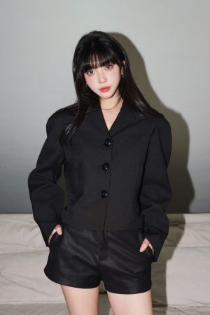 Tailored Waist Jacket - High-End Black Short Coat for Women - Stylish Clearance Fashion Outerwear