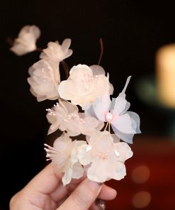 Tang-Style Floral Silk Hairpin Side Clip, Embossed Forest-Themed Headdress, Elegant Updo Accessory for Ancient and Y2K Styles