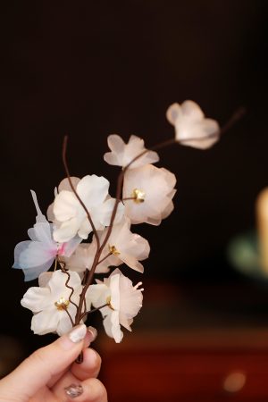 Tang-Style Floral Silk Hairpin Side Clip, Embossed Forest-Themed Headdress, Elegant Updo Accessory for Ancient and Y2K Styles