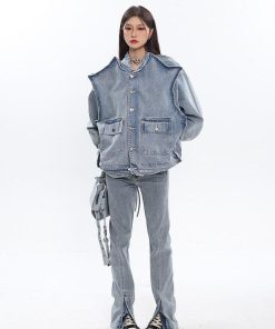 Teenage Style, Fashion Streetwear - Asymmetric Design Denim Jacket