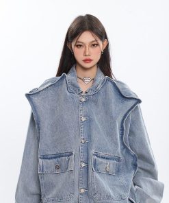 Teenage Style, Fashion Streetwear - Asymmetric Design Denim Jacket