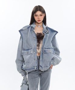 Teenage Style, Fashion Streetwear - Asymmetric Design Denim Jacket