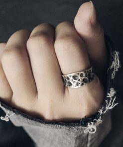 Textured Adjustable Silver Ring for Men and Women - Minimalist Vintage Design, Non-Fish Home Jewelry, Perfect for Everyday Wear