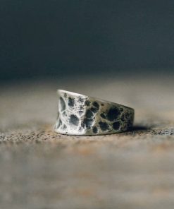 Textured Adjustable Silver Ring for Men and Women - Minimalist Vintage Design, Non-Fish Home Jewelry, Perfect for Everyday Wear