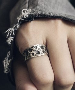 Textured Adjustable Silver Ring for Men and Women - Minimalist Vintage Design, Non-Fish Home Jewelry, Perfect for Everyday Wear