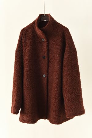 Textured Circle Collar Single-Breasted Coat - French Lazy Style Loose Silhouette Slimming Mid-Length Outerwear