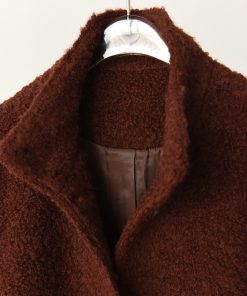 Textured Circle Collar Single-Breasted Coat - French Lazy Style Loose Silhouette Slimming Mid-Length Outerwear