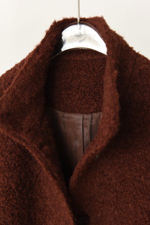 Textured Circle Collar Single-Breasted Coat - French Lazy Style Loose Silhouette Slimming Mid-Length Outerwear