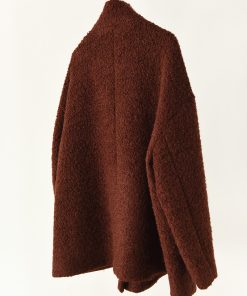 Textured Circle Collar Single-Breasted Coat - French Lazy Style Loose Silhouette Slimming Mid-Length Outerwear