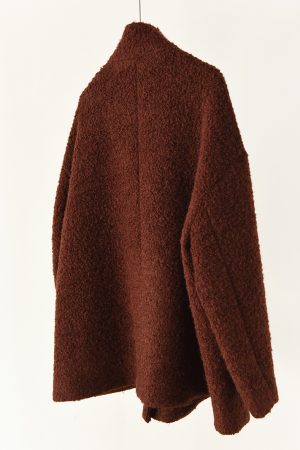 Textured Circle Collar Single-Breasted Coat - French Lazy Style Loose Silhouette Slimming Mid-Length Outerwear